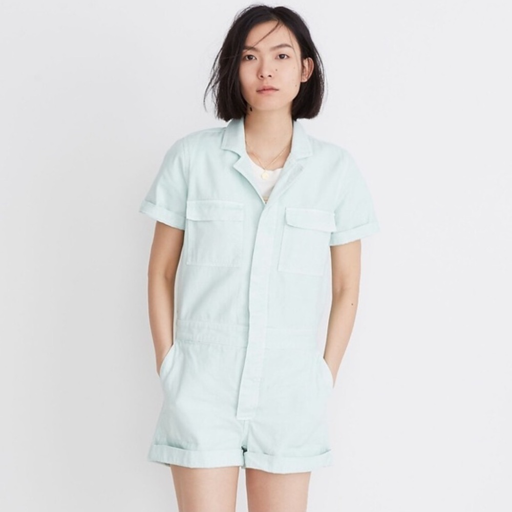 Madewell Light Blue Short Sleeve Jumpsuit